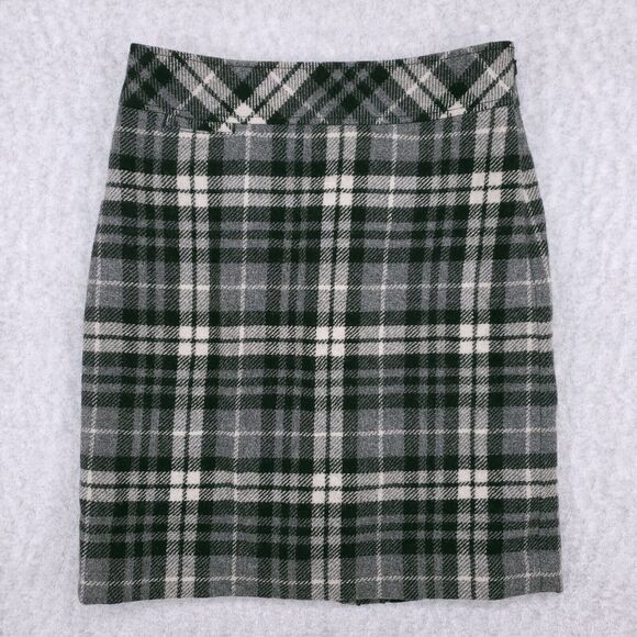LL Bean Favorite Fit Skirt Wmns 6 Plaid Wool Blend Side Zip Lined Preppy - Picture 1 of 8